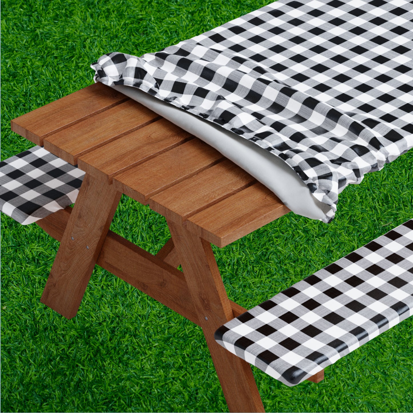 Vinyl Fitted Picnic Table Cover with Bench Covers | 3-pc