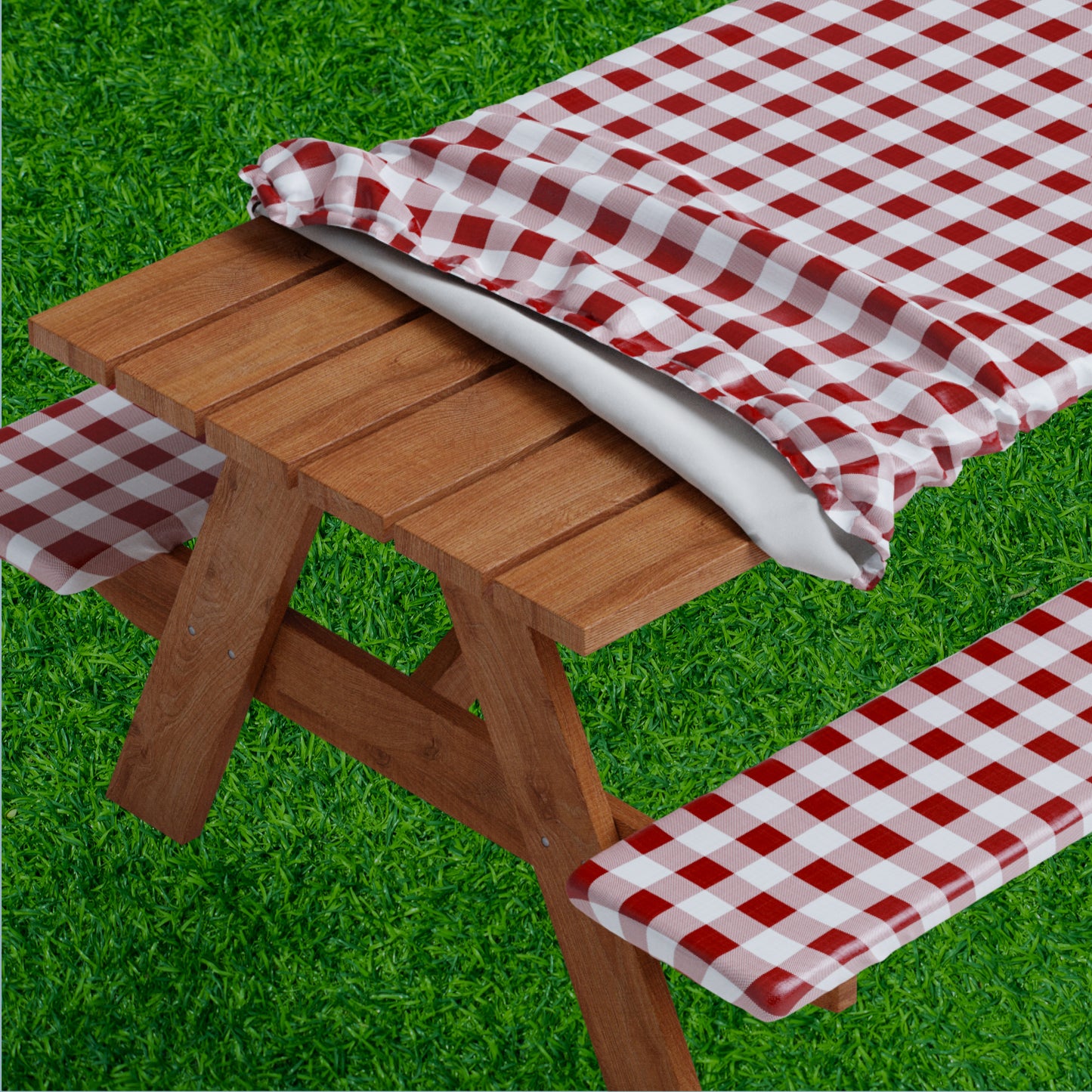 Vinyl Fitted Picnic Table Cover with Bench Covers | 3-pc