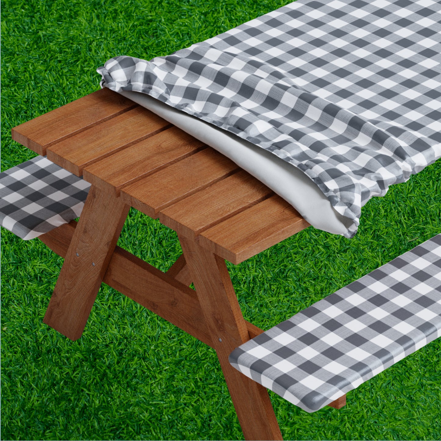 Vinyl Fitted Picnic Table Cover with Bench Covers | 3-pc