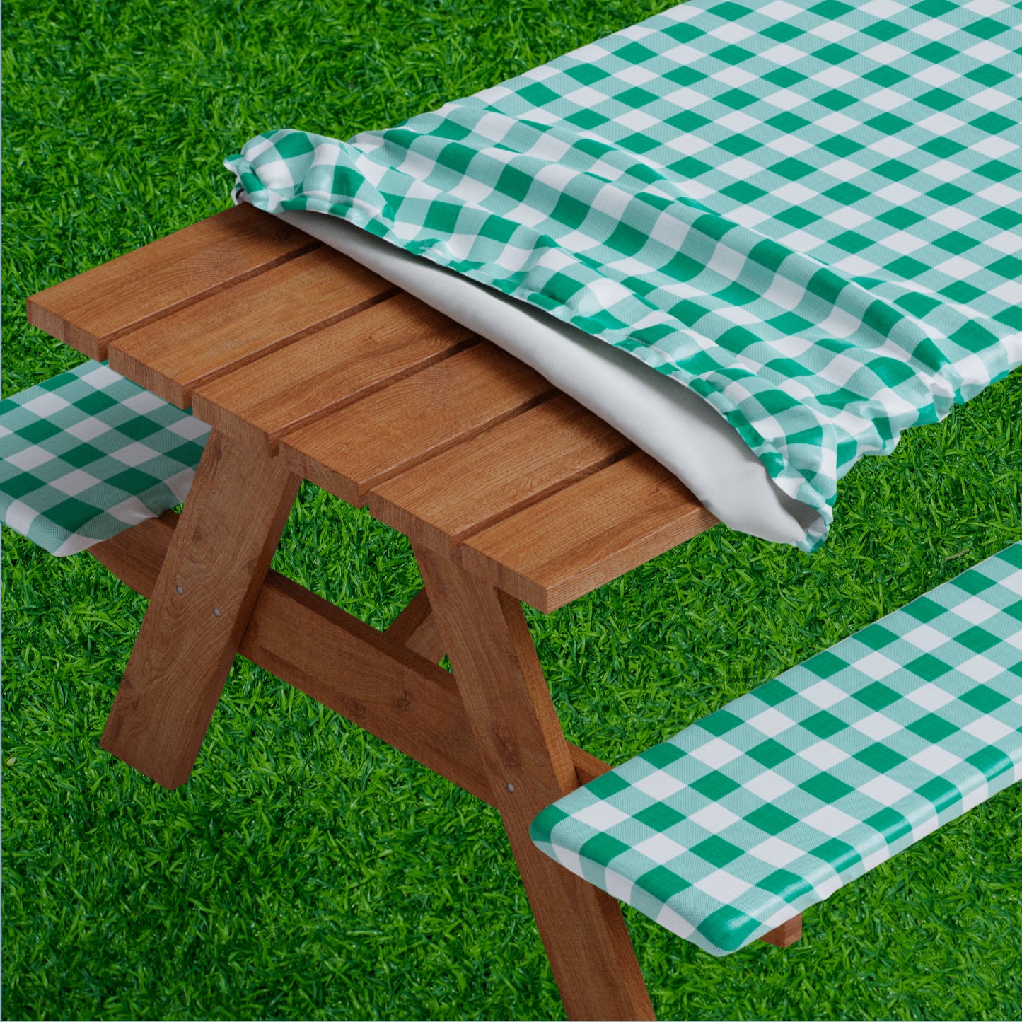 Vinyl Fitted Picnic Table Cover with Bench Covers | 3-pc