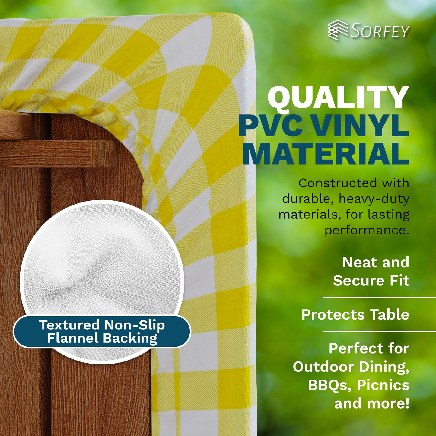 Vinyl Fitted Picnic Table Cover with Bench Covers | 3-pc