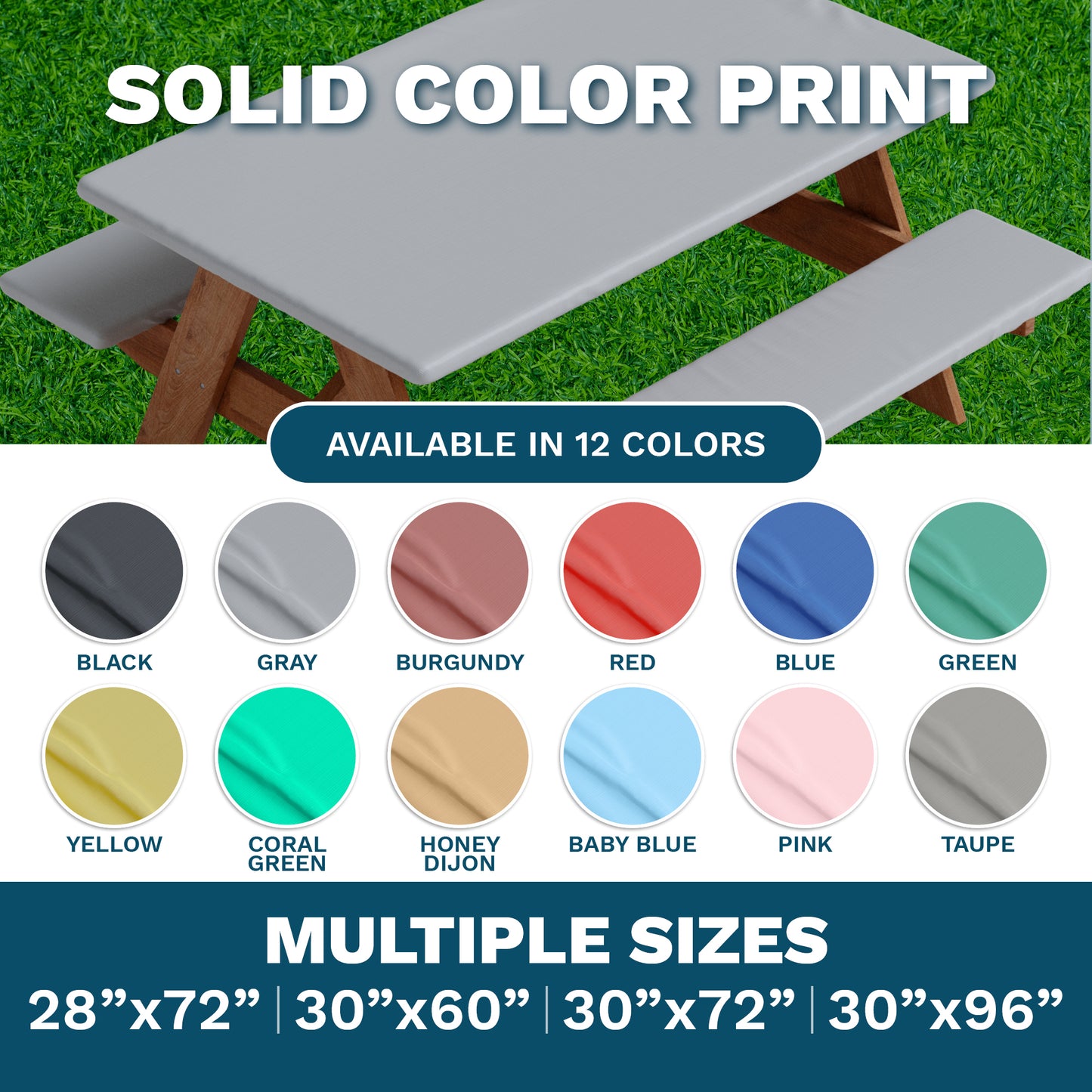 Vinyl Fitted Picnic Table Cover with Bench Covers | 3-pc