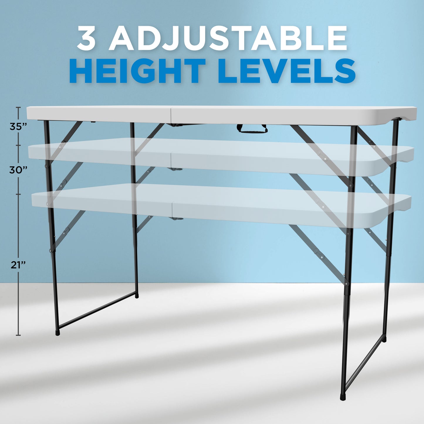 4' Portable Folding Table | Adjustable height