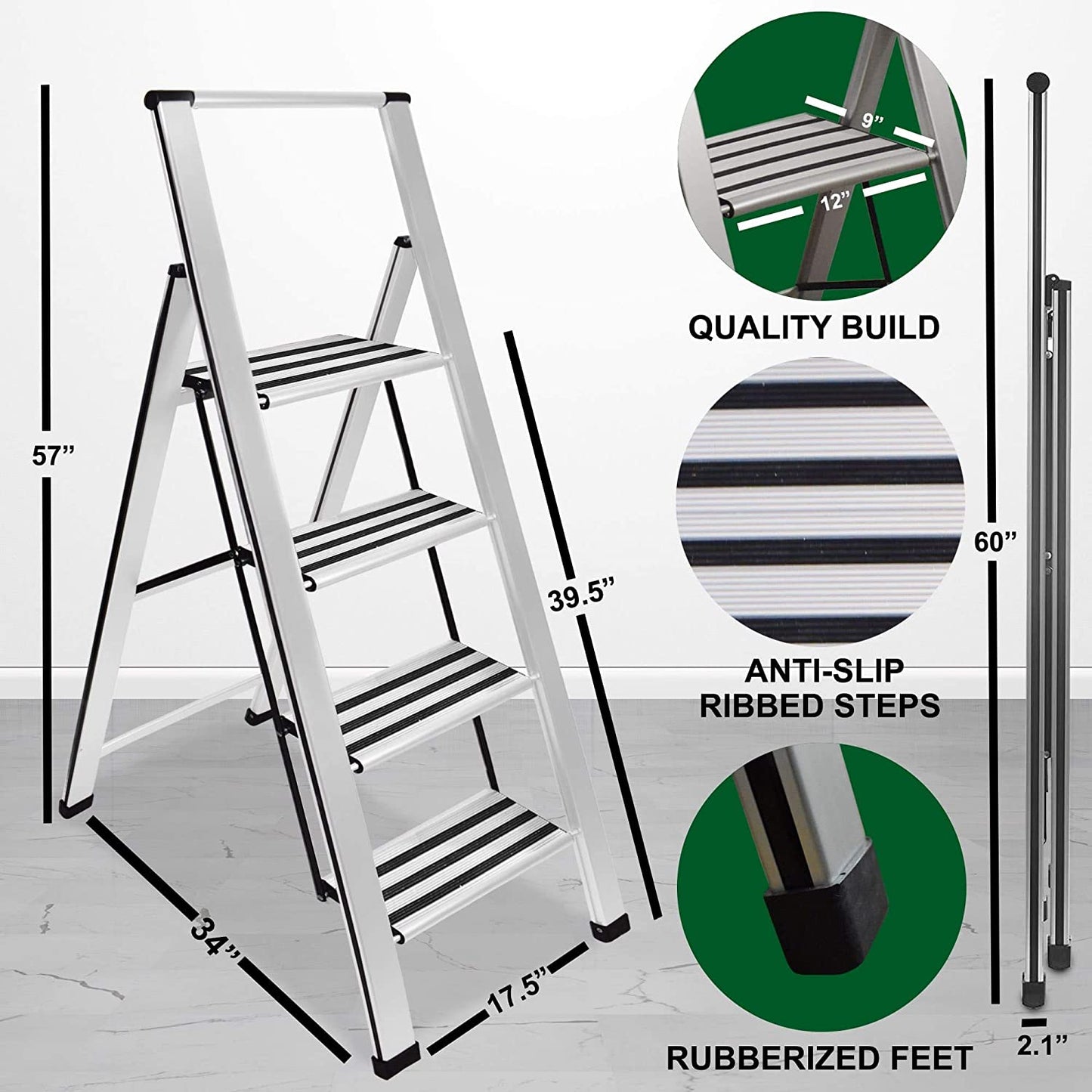 Step Ladder | Silver Aluminum