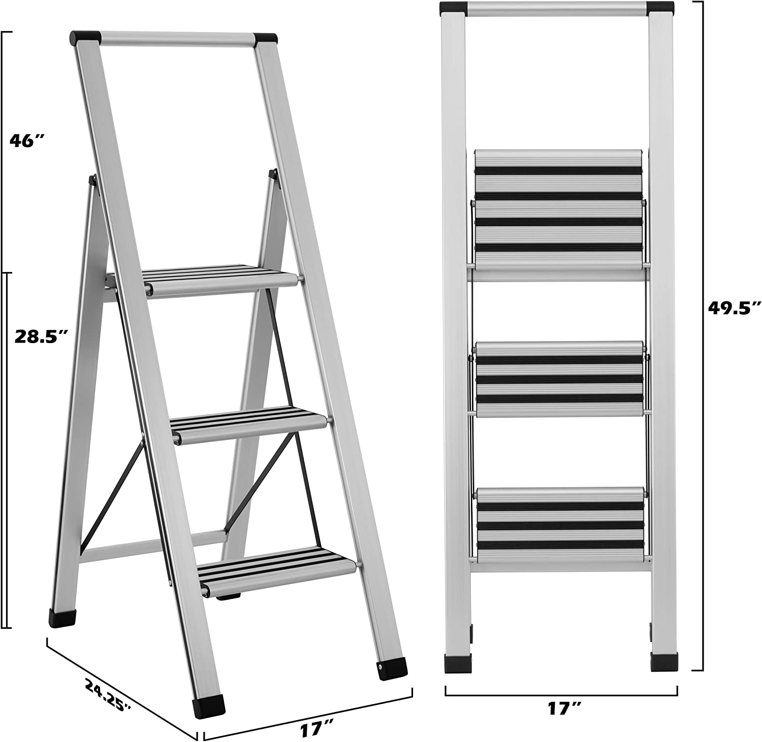 Step Ladder | Silver Aluminum