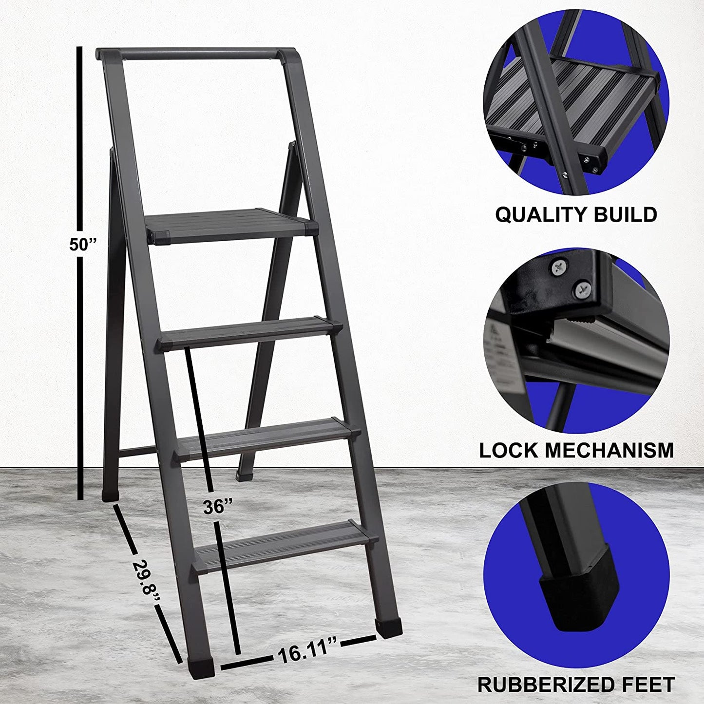 Step Ladder | Grey Aluminum With a Lock