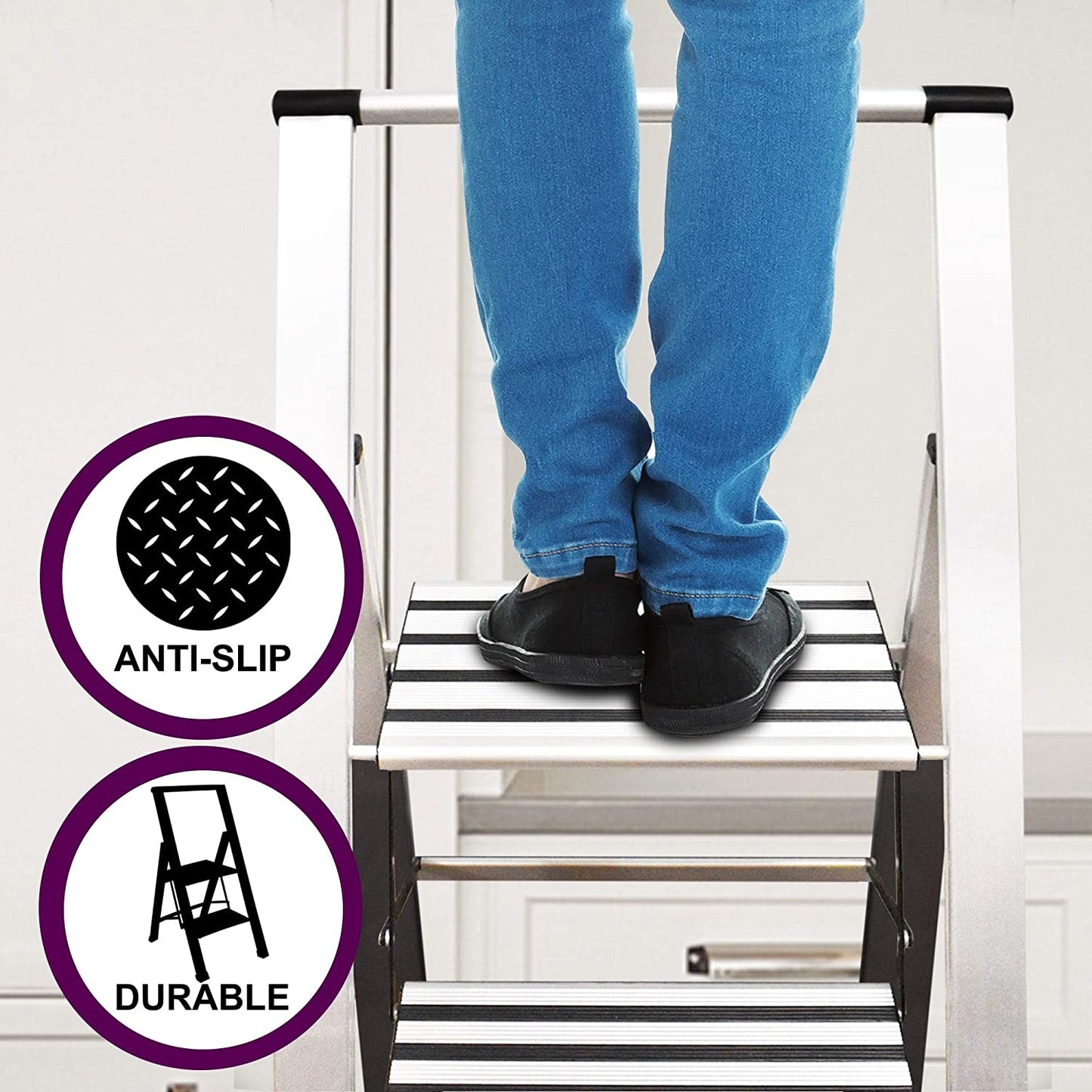 Step Ladder | Silver Aluminum