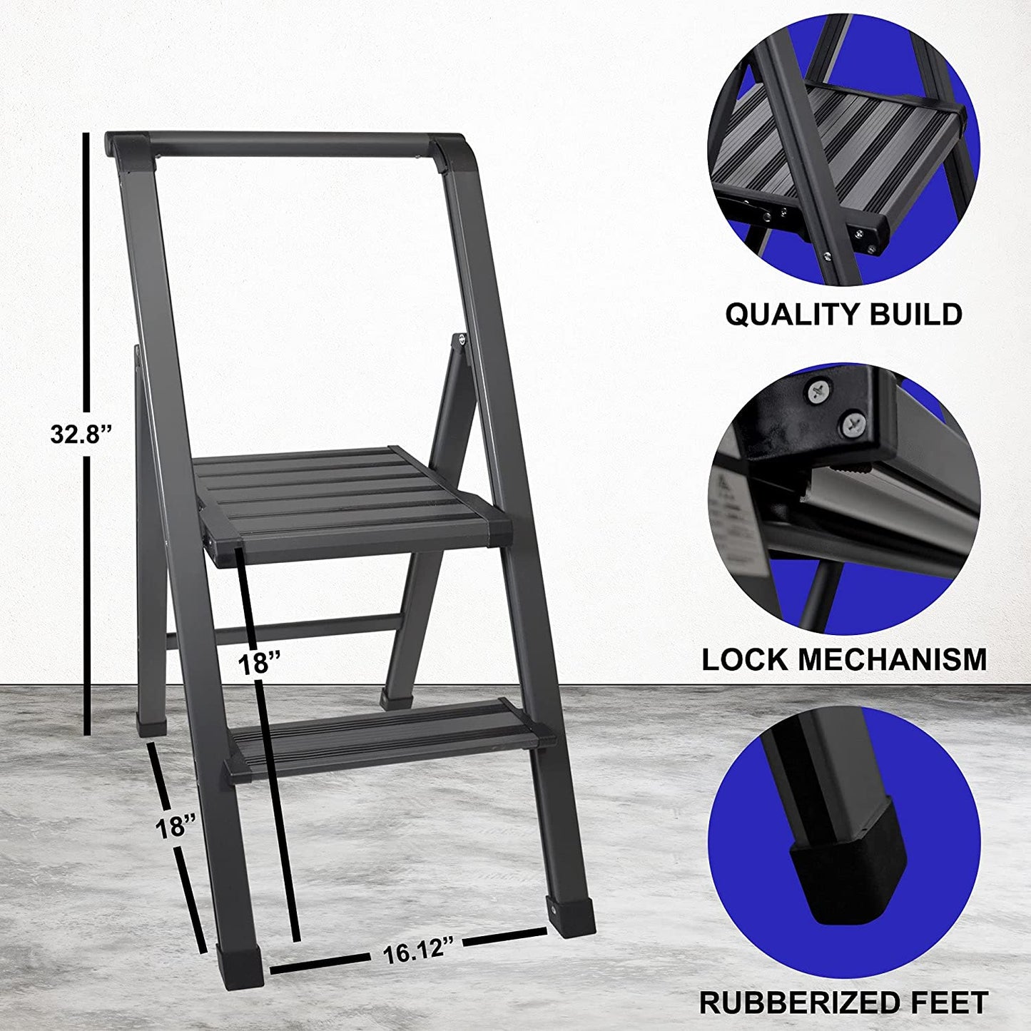 Step Ladder | Grey Aluminum With a Lock