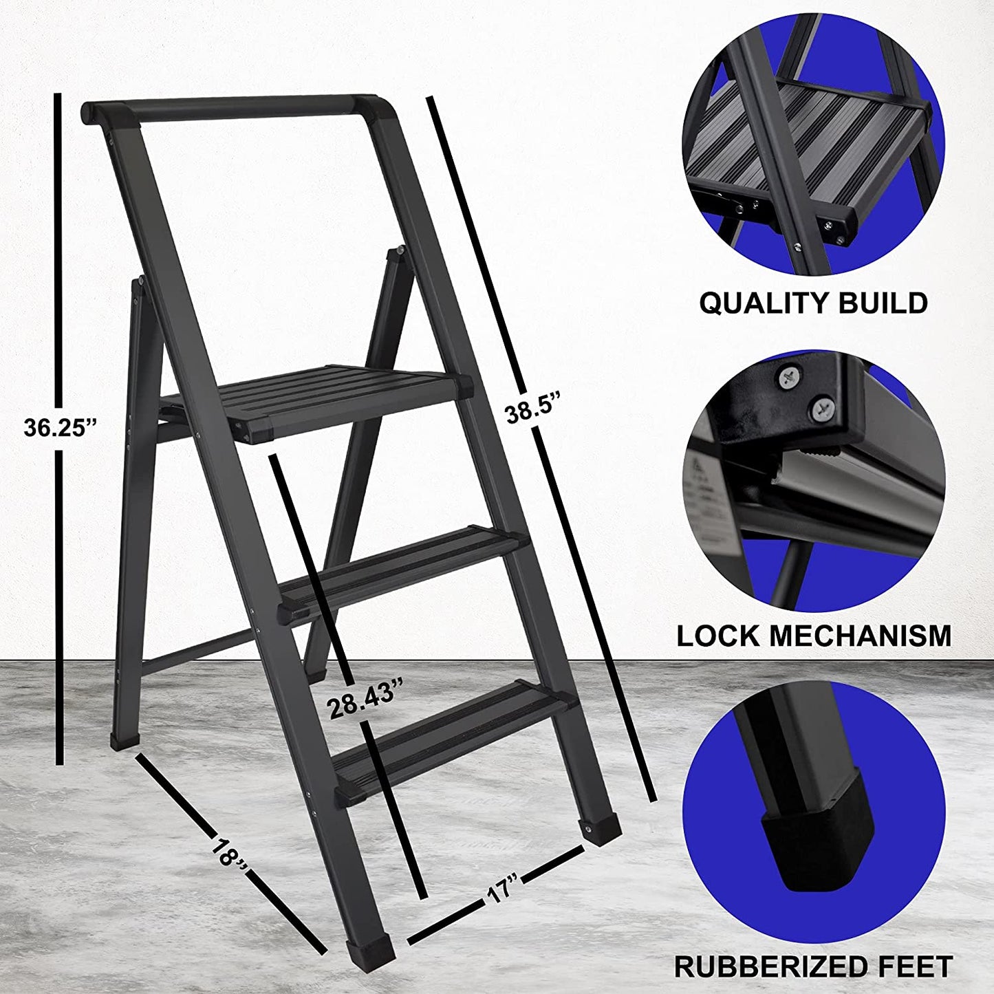 Step Ladder | Grey Aluminum With a Lock