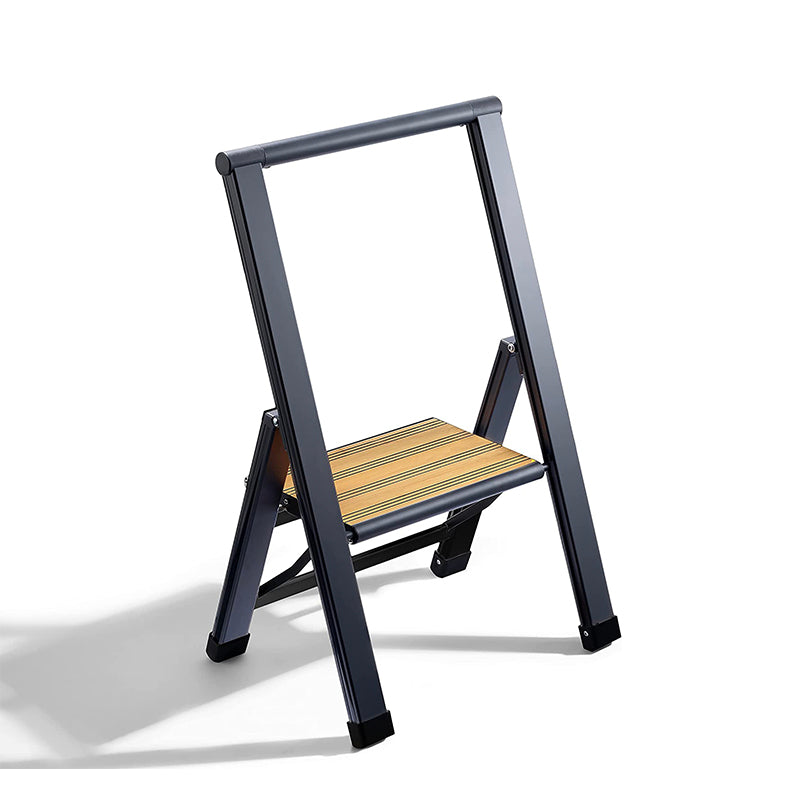 Bamboo Step Ladder | Black Aluminum