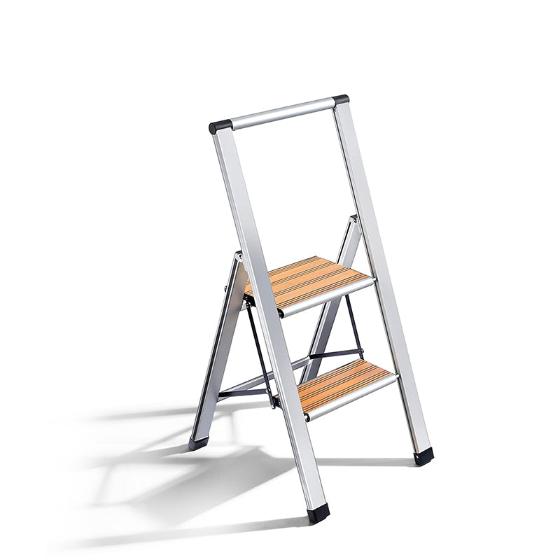 Bamboo Step Ladder | Silver Aluminum