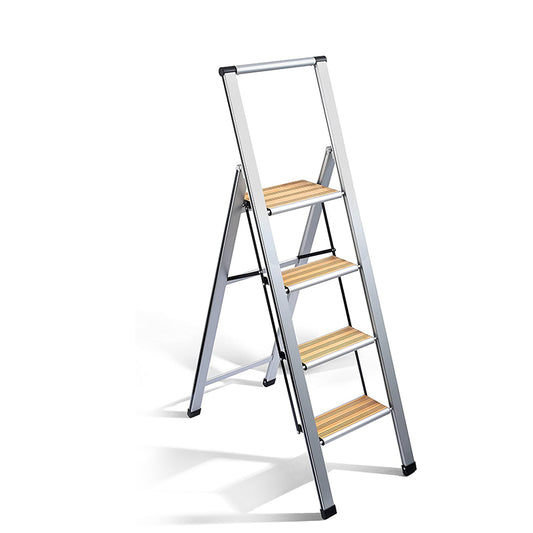 Bamboo Step Ladder | Silver Aluminum