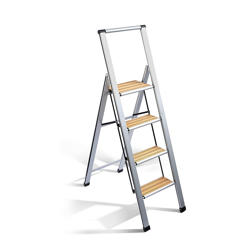 Bamboo Step Ladder | Silver Aluminum