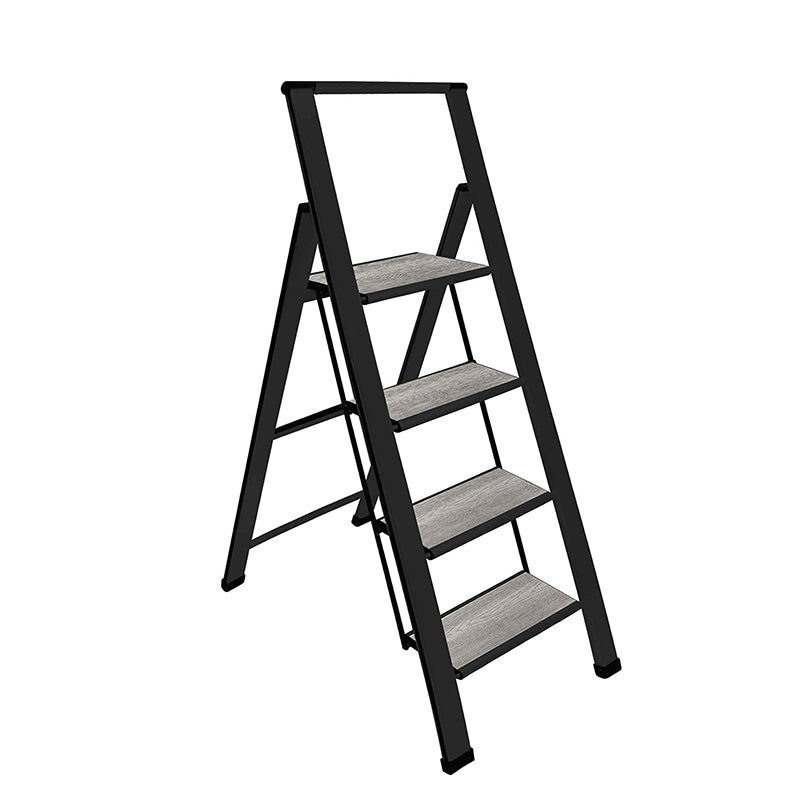 Grey Wood Step Ladder | Black Aluminum