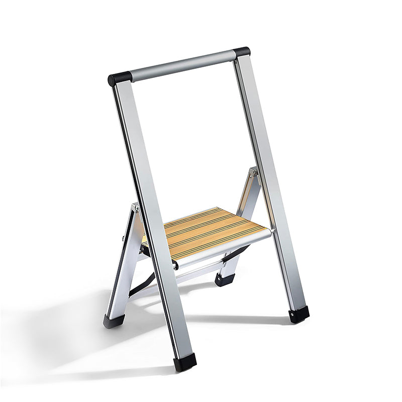 Bamboo Step Ladder | Silver Aluminum